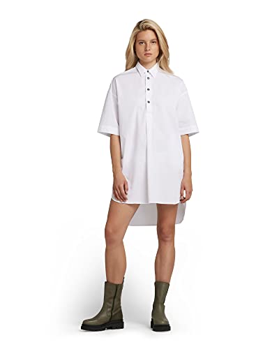 G-STAR RAW Damen Shirt Kleid, Weiß (white D21079-4481-110), S von G-STAR RAW