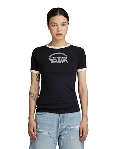 G-STAR RAW Damen Army Ringer Slim Top, Schwarz (dk black D24506-D527-6484), XS von G-STAR RAW