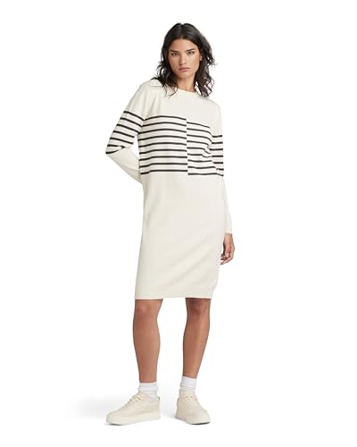 G-STAR RAW Damen Broken Stripe Knitted Kleid , Beige (antique white D24515-D563-G286), M von G-STAR RAW