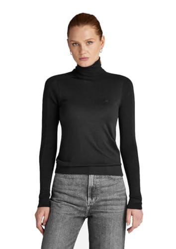 G-STAR RAW Damen Core Slim Turtle Knitted Pullover, Schwarz (dk black D23678-B692-6484), M von G-STAR RAW