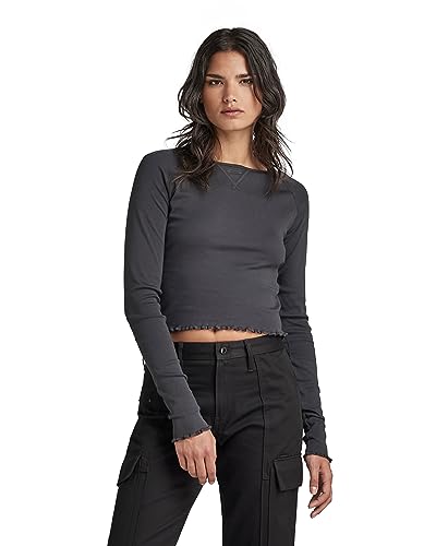 G-STAR RAW Damen Cropped baby sis raglan r t ls wmn, Grau (shadow D23803-1141-992), L von G-STAR RAW