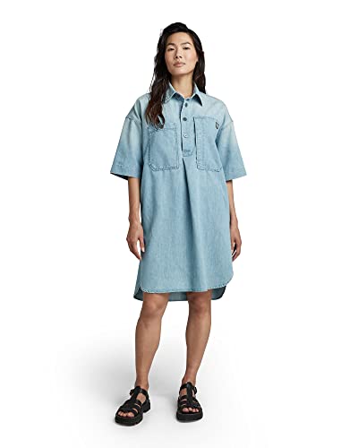 G-STAR RAW Damen Denim Shirt Kleid, Blau (sun faded cadet blue D22987-D303-D897), XXS von G-STAR RAW