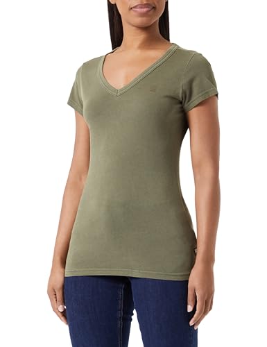 G-STAR RAW Damen Eyben Slim V-Neck Top, Grün (dark olive gd D21314-B059-C793), XL von G-STAR RAW