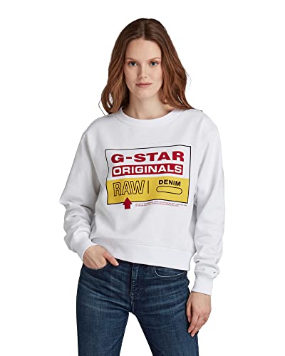 G-STAR RAW Damen Graphic Sweatshirt, Weiß (white D20746-A612-110), S von G-STAR RAW