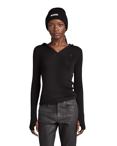 G-STAR RAW Damen Hooded Slim Knitted Pullover, Schwarz (dk black D23928-B692-6484), XS von G-STAR RAW