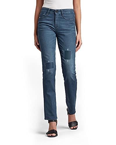 G-STAR RAW Damen Noxer Straight Jeans, Blau (worn in rivulet patch restored D17192-C048-C601), 31W / 30L von G-STAR RAW