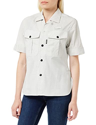 G-STAR RAW Damen Officer Hemd, Mehrfarben (dk black/white jacquard D21886-D120-D143), L von G-STAR RAW