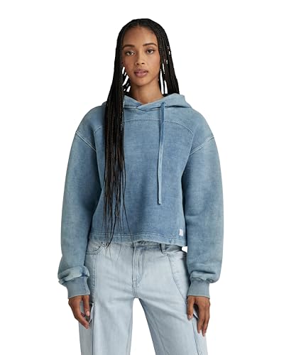 G-STAR RAW Damen Overdyed Loose Hooded Sweatshirt, Blau (sun faded blue D24402-D583-A587), S von G-STAR RAW