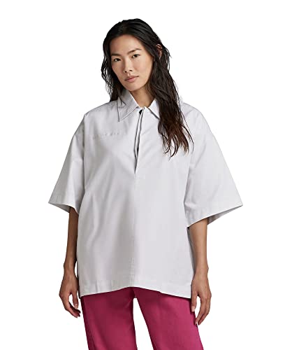 G-STAR RAW Damen Oversized Loose Hemd, Mehrfarben (oyster mushroom/white oxford D22922-7665-D877), L von G-STAR RAW