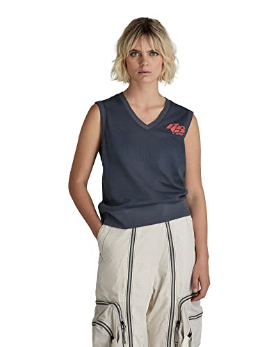 G-STAR RAW Damen Sports Graphic Mesh Tanktop, Blau (fantem blue D21582-C810-863), M von G-STAR RAW