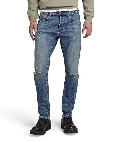 G-STAR RAW Herren 3301 Slim Jeans, Blau (antique faded oasis ripped 51001-D498-G128), 33W / 34L von G-STAR RAW