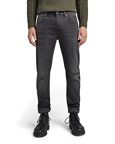 G-STAR RAW Herren 3301 Slim Jeans, Grau (worn in black onyx restored 51001-B479-D108), 27W / 30L von G-STAR RAW