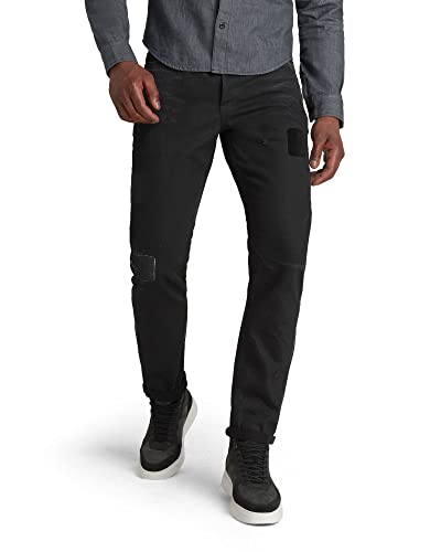 G-STAR RAW Herren A-Staq Tapered Jeans, Schwarz (jet black rescue patch restored D20005-C526-C770), 32W / 32L von G-STAR RAW