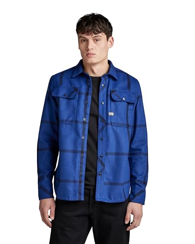 G-STAR RAW Herren CPO Regular Hemd, Mehrfarben (ballpen blue louis check D23583-D402-G098), L von G-STAR RAW