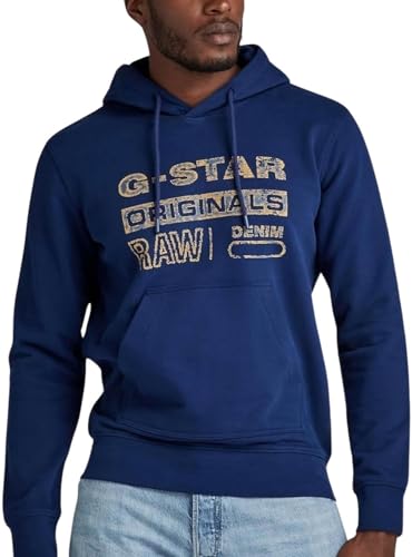 G-STAR RAW Herren Distressed Originals Hooded Sweatshirt, Blau (imperial blue D24414-D562-1305), XL von G-STAR RAW