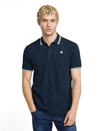 G-STAR RAW Herren Dunda Slim Stripe Poloshirt, Blau (sartho blue D17127-5864-6067), XXL von G-STAR RAW