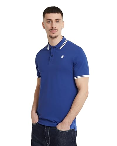 G-STAR RAW Herren Dunda Slim Stripe Poloshirt , Blau (radar blue D17127-5864-1474), XS von G-STAR RAW