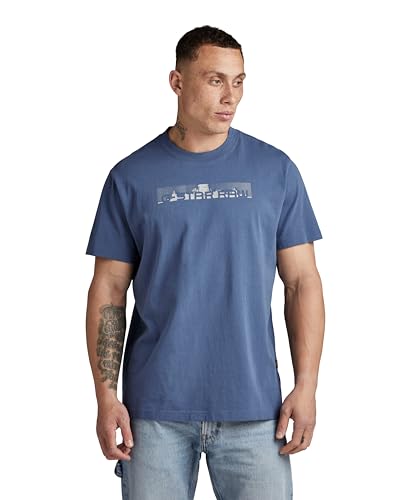 G-STAR RAW Herren Flight Deck Back Graphic Loose T-Shirt, Blau (vintage indigo D24425-C336-G278), M von G-STAR RAW