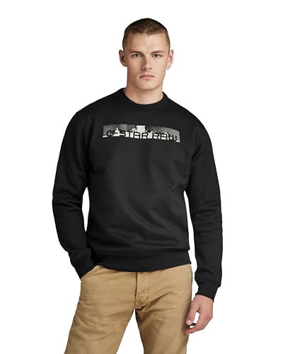 G-STAR RAW Herren Flight Deck Back Graphic Sweatshirt, Schwarz (dk black D24371-D557-6484), XL von G-STAR RAW