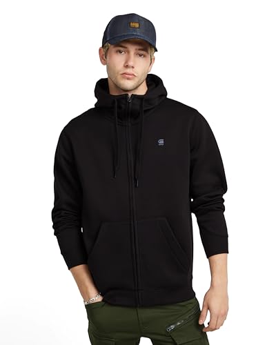 G-STAR RAW Herren Premium Core Hooded Zip Thru Sweatshirt, Schwarz (dk black D16122-C235-6484), S von G-STAR RAW