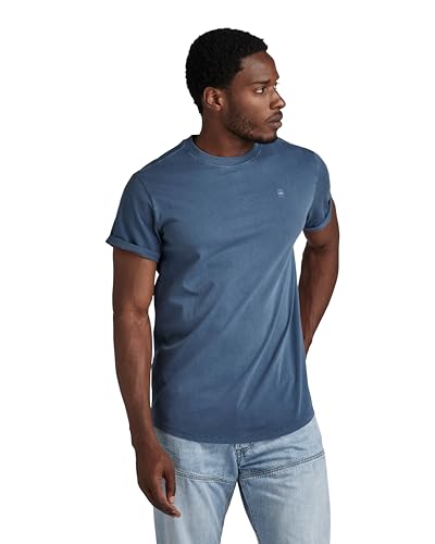 G-STAR RAW Herren Overdyed Lash T-Shirt T-Shirts, Blau (vintage indigo gd D16396-2653-G305), L von G-STAR RAW