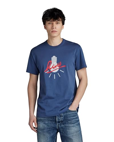 G-STAR RAW Herren Light Bulb T-Shirt, Blau (rank blue D23905-336-868), L von G-STAR RAW