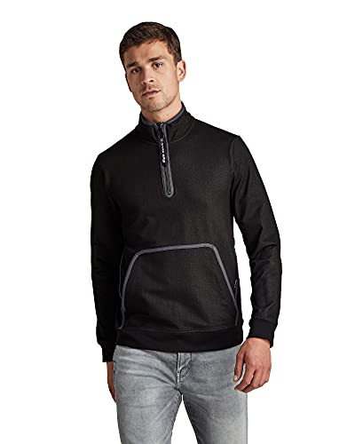 G-STAR RAW Herren Lightweight Half Zip Bound Sweatshirt, Schwarz (dk black D19879-C790-6484), M von G-STAR RAW