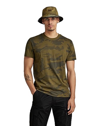 G-STAR RAW Herren Line camo ao r t, Mehrfarben (dark olive line camo D23720-C334-G153), L von G-STAR RAW