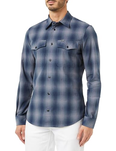 G-STAR RAW Herren Marine Slim Hemd, Mehrfarben (rank blue vanderbilt check D20165-D412-G092), XS von G-STAR RAW