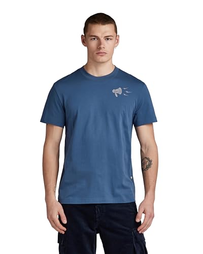G-STAR RAW Herren Megaphone Graphic T-Shirt, Blau (rank blue D23898-336-868), S von G-STAR RAW