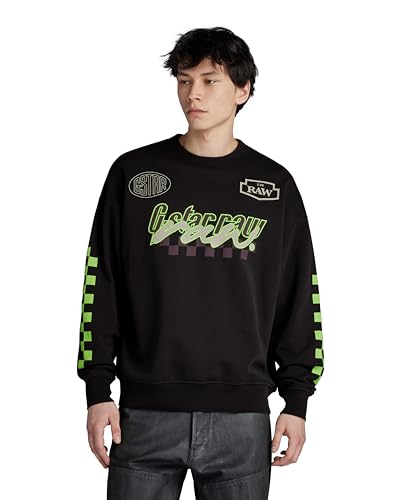 G-STAR RAW Herren Moto Sport Graphic Loose Sweatshirt, Schwarz (dk black D23895-B782-6484), M von G-STAR RAW