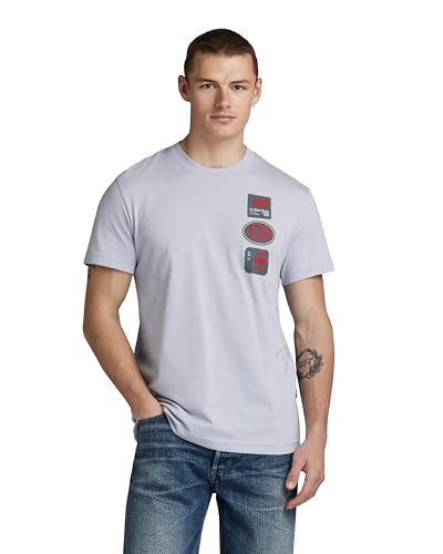 G-STAR RAW Herren Multi Badge T-Shirt, Grau (icelandic blue D23903-336-G081), L von G-STAR RAW