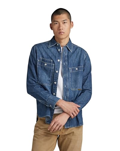 G-STAR RAW Herren Nimes Regular Hemd , Blau (faded noosa blue D23009-D252-G310), XL von G-STAR RAW