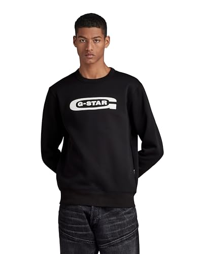 G-STAR RAW Herren Old School Logo Sweatshirt, Schwarz (dk black D23894-C235-6484), M von G-STAR RAW