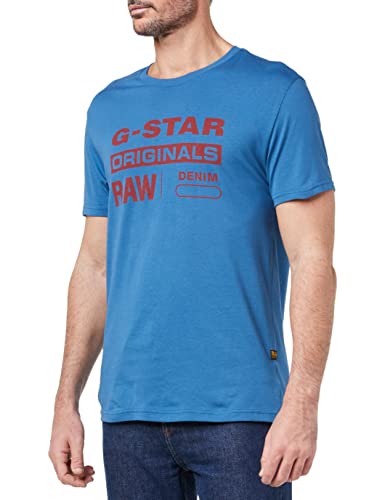 G-STAR RAW Herren Originals Label T-Shirt, Blau (retro blue D22204-336-937), XS von G-STAR RAW