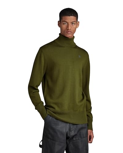 G-STAR RAW Herren Premium Core Turtle Knitted Pullover, Grün (dark olive D21933-B692-C744), XXL von G-STAR RAW