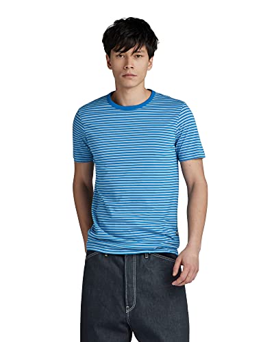 G-STAR RAW Herren Stripe Slim T-Shirt, Mehrfarben (lake/lapis blue stripe D22778-C339-D953), L von G-STAR RAW