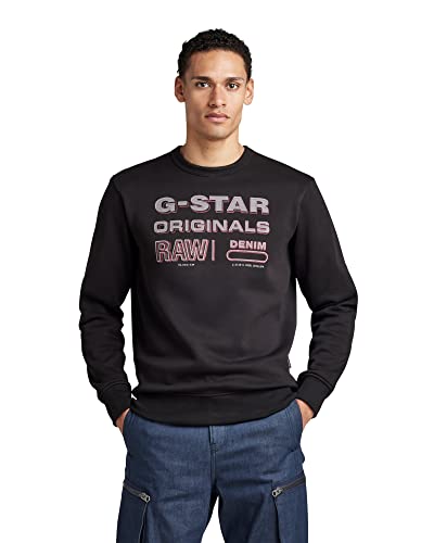 G-STAR RAW Herren Originals Stamp Sweatshirt, Schwarz (dk black D22319-A971-6484), XXL von G-STAR RAW