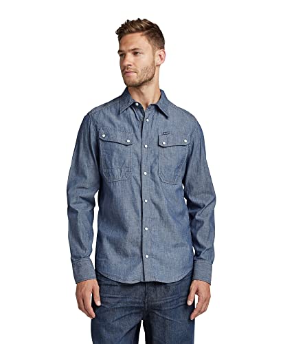 G-STAR RAW Herren Worker Slim Hemd, Blau (rinsed D22005-D186-082), S von G-STAR RAW