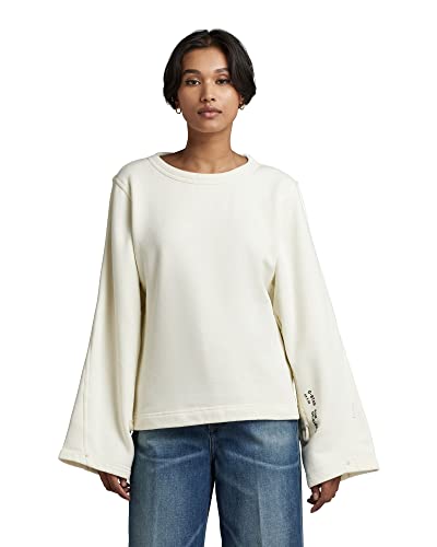 G-STAR RAW Damen Adjustable Sleeve Cropped Sweatshirt, Weiß (papyrus D22125-D165-D113), XL von G-STAR RAW