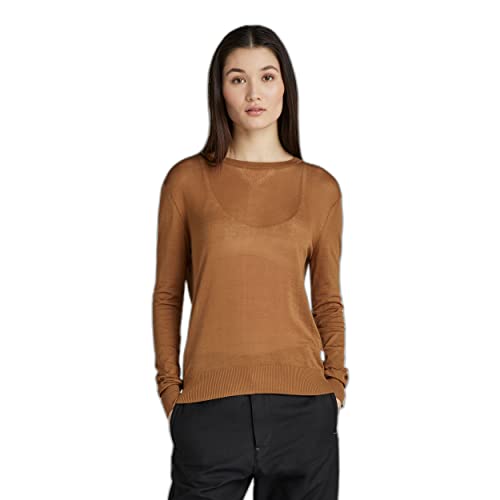 G-STAR RAW Damen Core Round Neck Strickpullover, Braun (oxide ocre D21960-D166-1329), M von G-STAR RAW