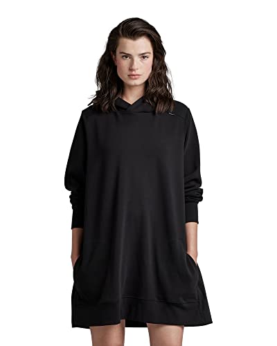 G-STAR RAW Damen Fabric Mix Loose Hoodie Kleid, Schwarz (dk black D22846-D282-6484), M von G-STAR RAW