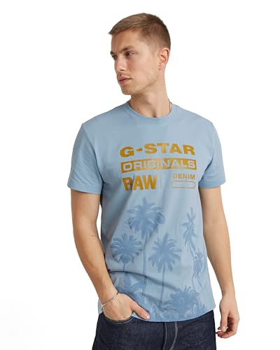 G-Star RAW Men's Palm Originals r t T-Shirt, Blau (Faze Blue D24681-336-6481), XXL von G-STAR RAW