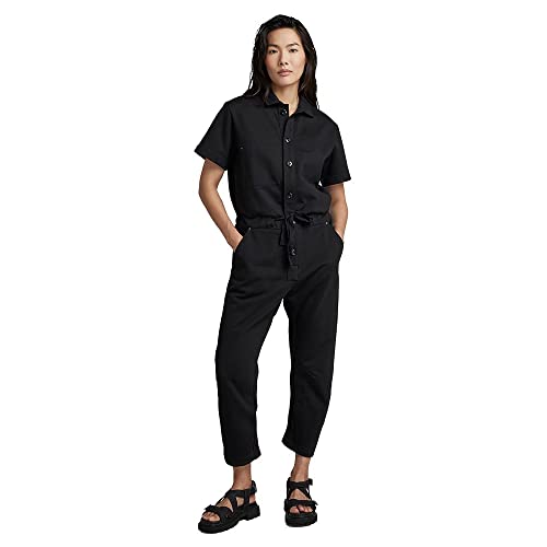 G-STAR RAW Damen Worker Jersey Jumpsuit, Schwarz (dk black D23236-D284-6484), S von G-STAR RAW