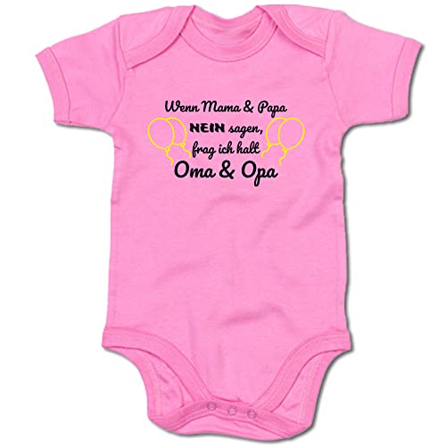 G-graphics Baby Body Wenn Mama & Papa Nein sagen, frag ich halt Oma & Opa 250.0877 (0-3 Monate, pink) von G-graphics