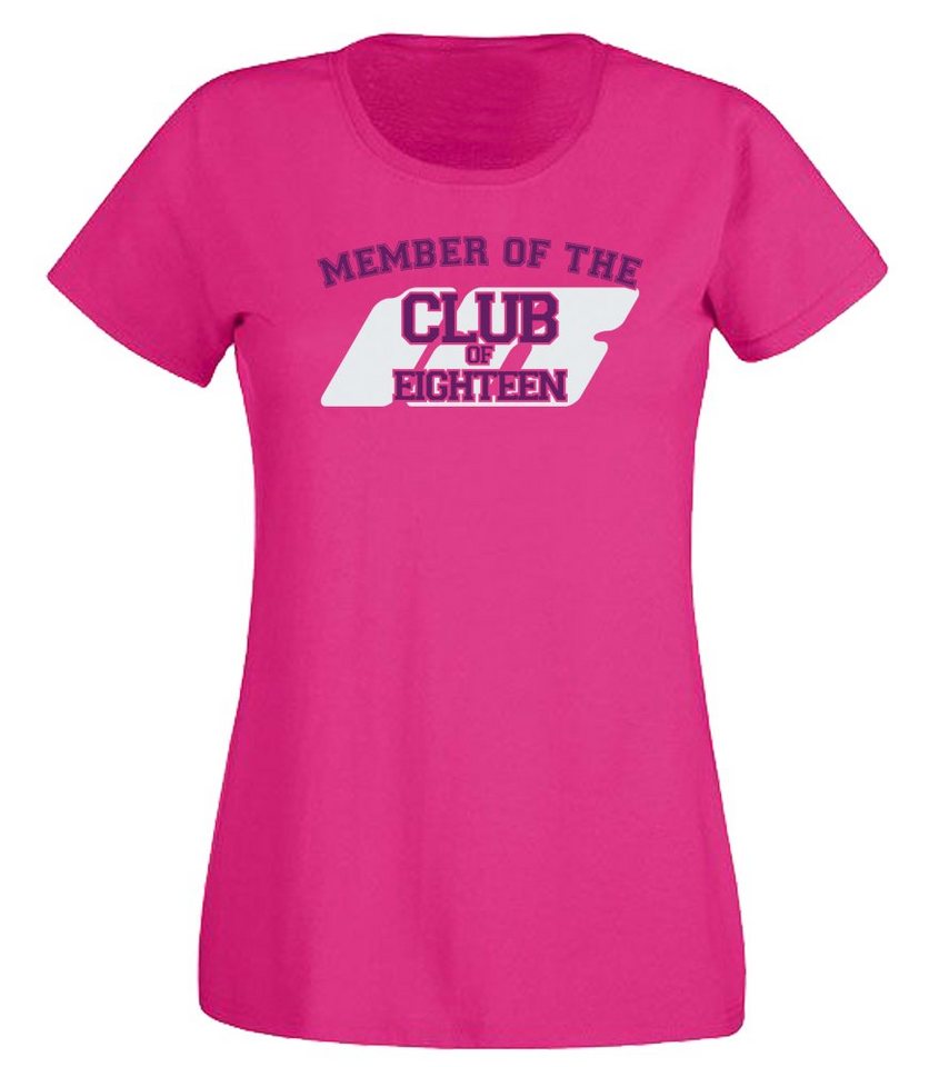 G-graphics T-Shirt Damen T-Shirt - 18 – Member of the Club of Eighteen zum 18. Geburtstag, mit trendigem Frontprint, Slim-fit, Aufdruck auf der Vorderseite, Spruch/Sprüche/Print/Motiv von G-graphics