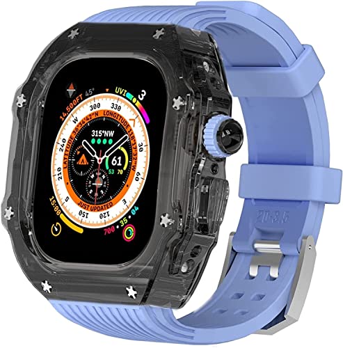 GAFNED 49 mm transparentes Gehäuse, Mod Kit Herren-Silikonbänder, für Apple Watch Serie 8, 45 mm, harte PC-Abdeckung, Ersatzband, Upgrade RM-Stil, Uhrenzubehör, für Watch Serie 7, 44 mm, 44MM, Achat von GAFNED