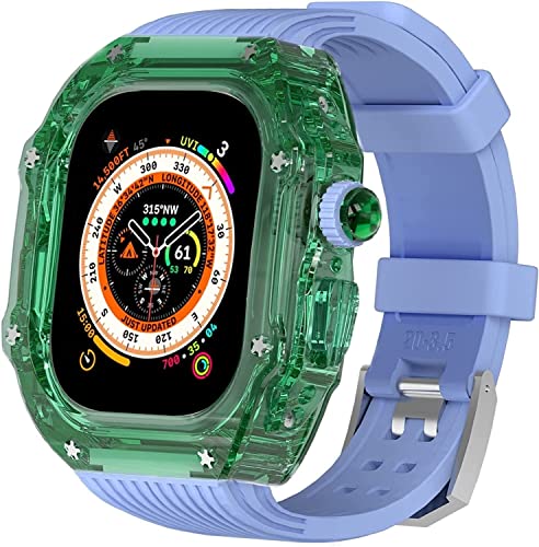 GAFNED 49 mm transparentes Gehäuse, Mod Kit Herren-Silikonbänder, für Apple Watch Serie 8, 45 mm, harte PC-Abdeckung, Ersatzband, Upgrade RM-Stil, Uhrenzubehör, für Watch Serie 7, 44 mm, 44MM, Achat von GAFNED