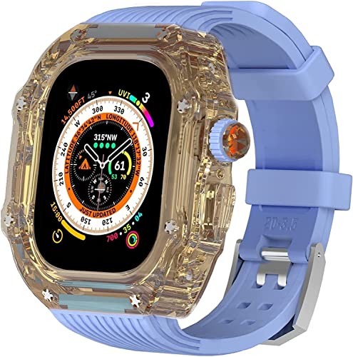 GAFNED 49 mm transparentes Gehäuse, Mod Kit Herren-Silikonbänder, für Apple Watch Serie 8, 45 mm, harte PC-Abdeckung, Ersatzband, Upgrade RM-Stil, Uhrenzubehör, für Watch Serie 7, 44 mm, 44MM, Achat von GAFNED