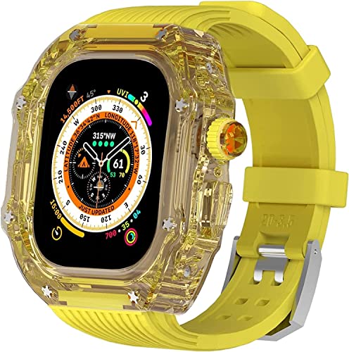 GAFNED 49 mm transparentes Gehäuse, Mod Kit Herren-Silikonbänder, für Apple Watch Serie 8, 45 mm, harte PC-Abdeckung, Ersatzband, Upgrade RM-Stil, Uhrenzubehör, für Watch Serie 7, 44 mm, 44MM, Achat von GAFNED